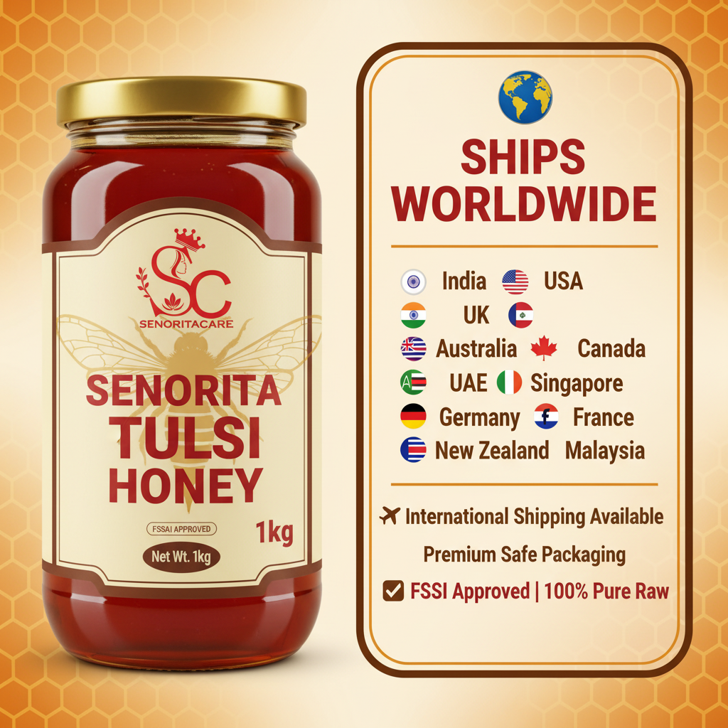 Senorita Tulsi Honey 1kg international shipping worldwide by SenoritaCare
