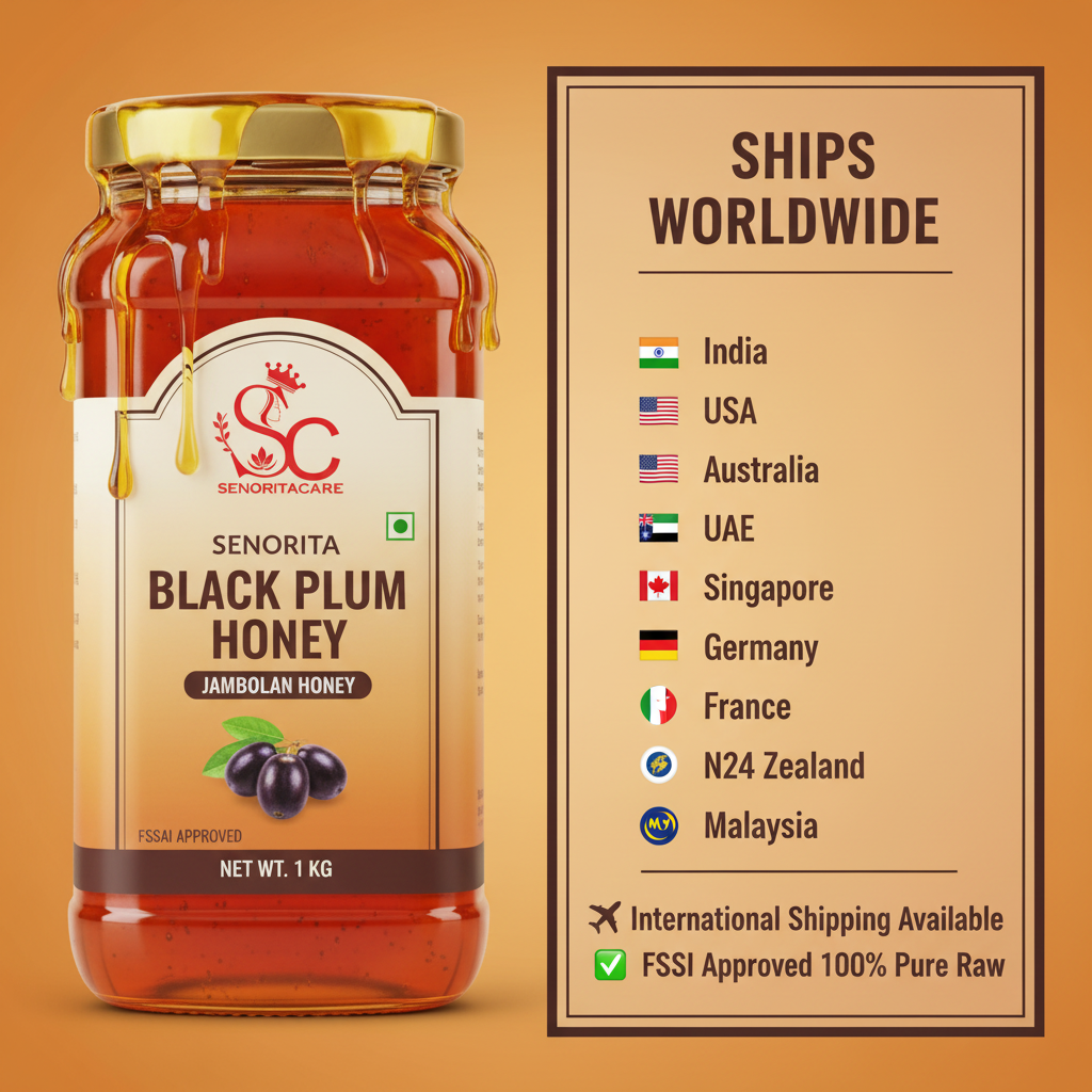 Senorita Black Plum Flower Honey 1kg international shipping worldwide by SenoritaCare