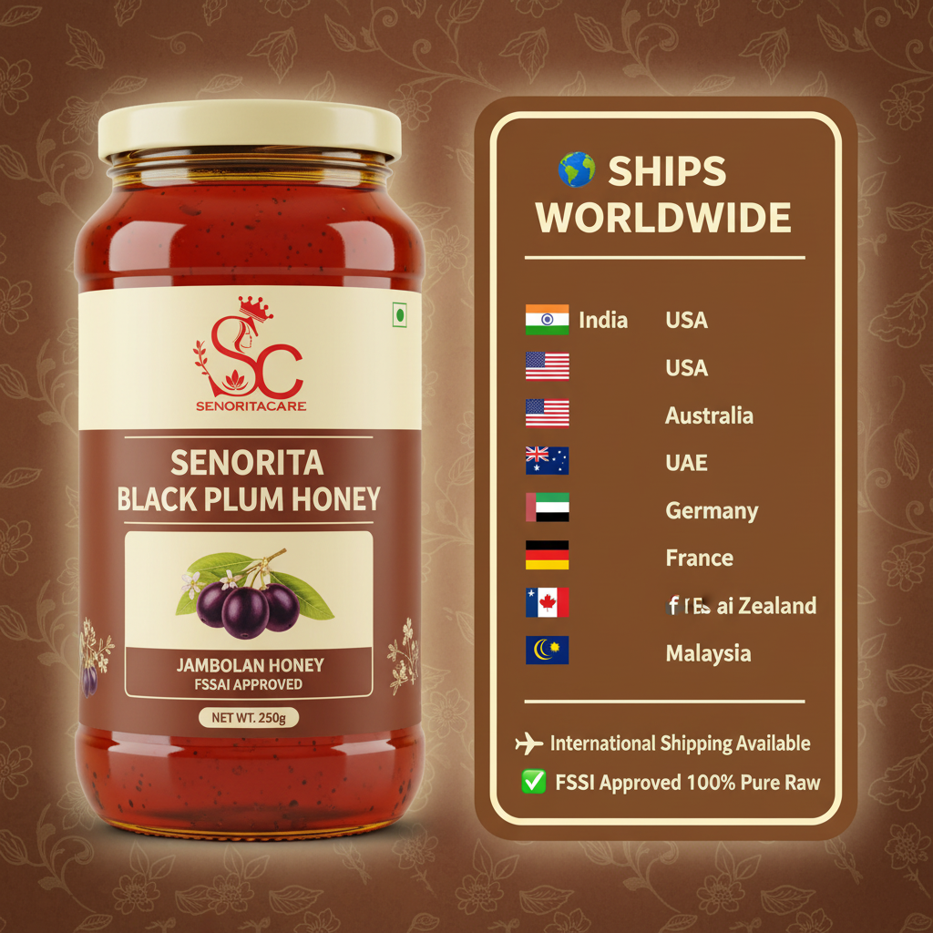 Senorita Black Plum Flower Honey 250g international shipping worldwide by SenoritaCare