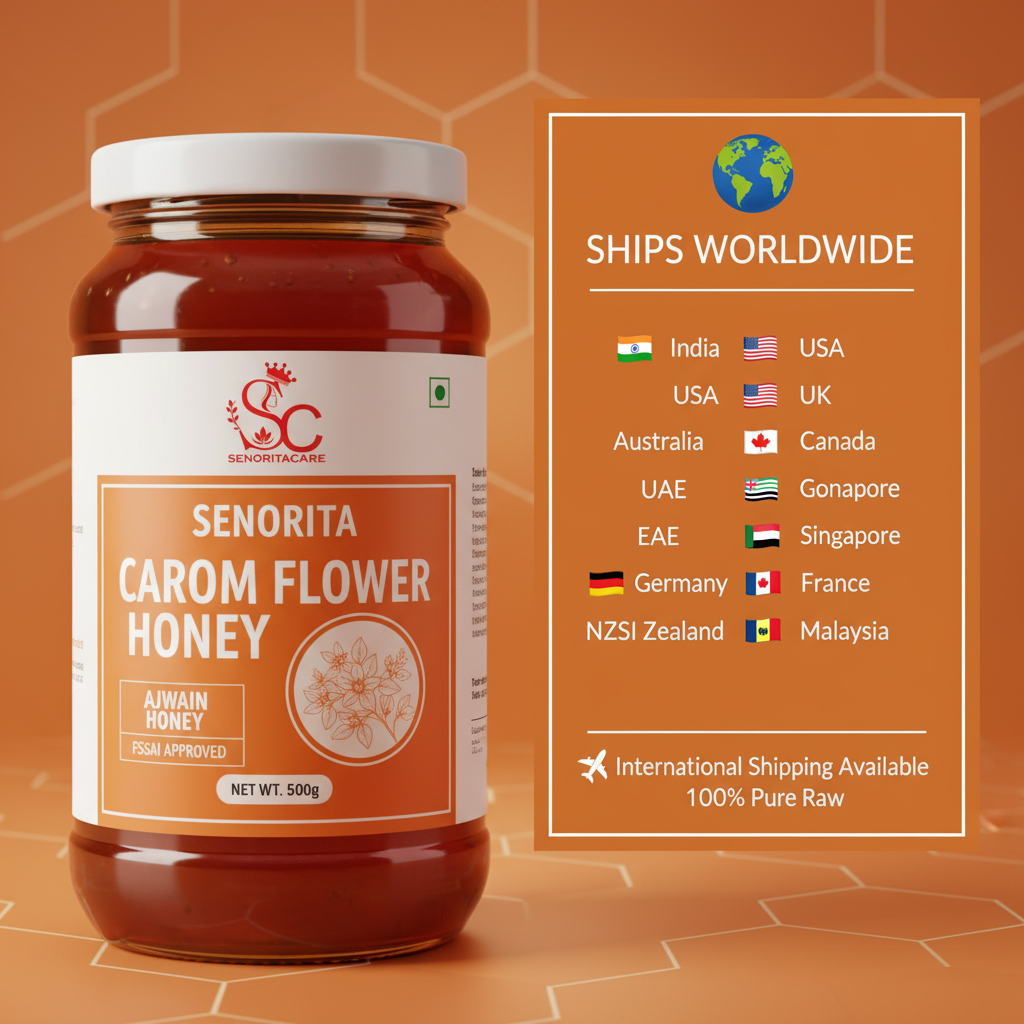 Senorita Carom Flower Honey 500g international shipping worldwide by SenoritaCare