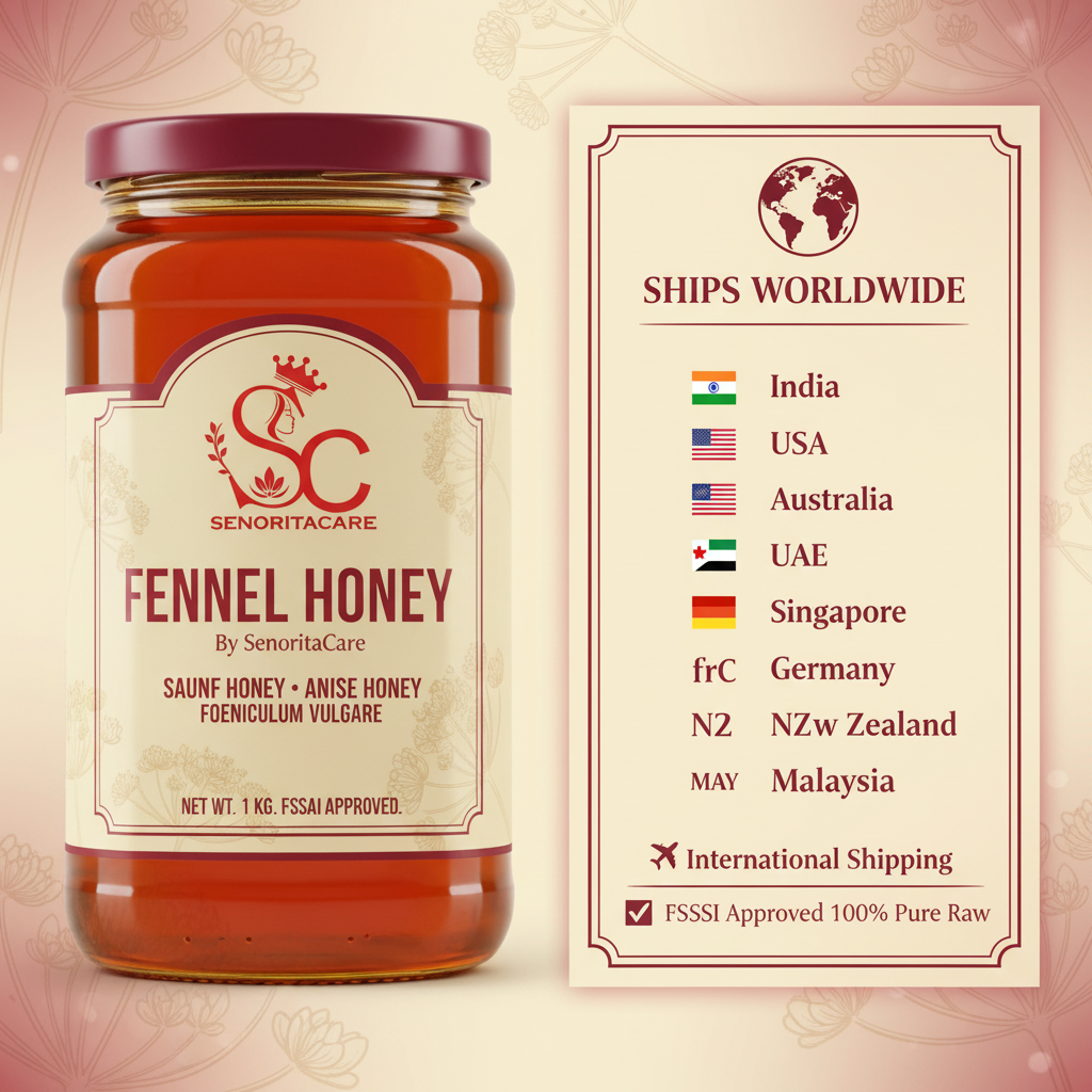 Senorita Fennel Honey 1kg international shipping worldwide by SenoritaCare