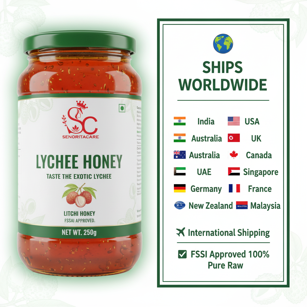 Senorita Lychee Flower Honey 250g international shipping worldwide by SenoritaCare