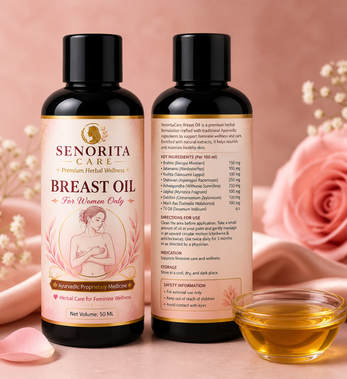 Senorita Breast Growth Oil for Women | Feminine Care Oil | Natural Skin Nourishing Formula 50ml