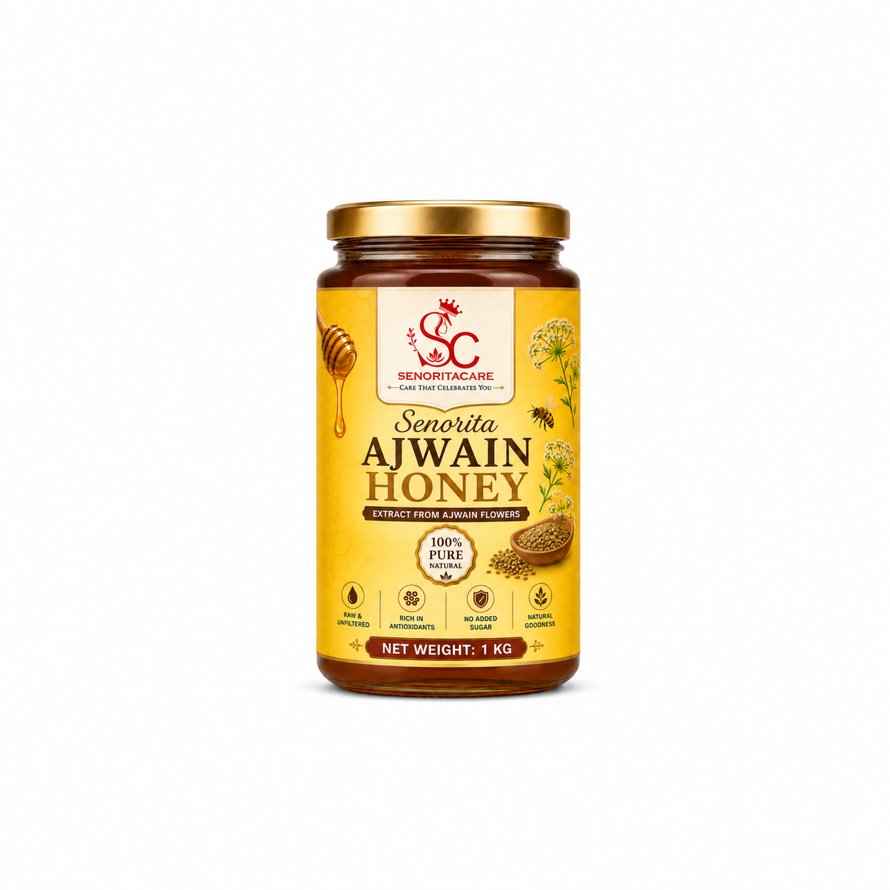 Senorita Ajwain Honey 1kg – Natural Energy & Immunity Honey – Senoritacare
