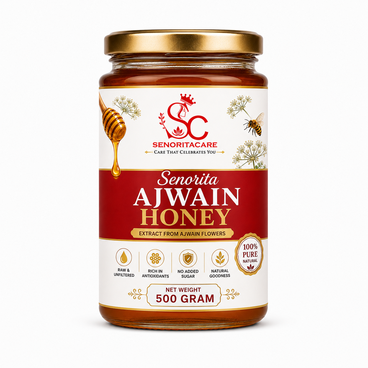 Senoritacare Ajwain Honey 500g – Digestive Support & Daily Wellness Honey