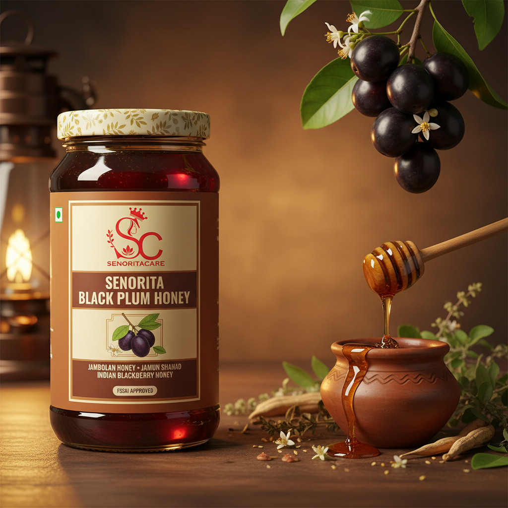 Senorita Black Plum Flower Honey 250g Jamun honey rustic Ayurvedic lifestyle by SenoritaCare