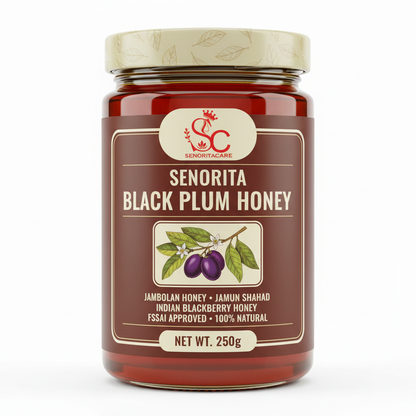 Senorita Black Plum Flower Honey 250g pure Jamun honey earthy brown cream label FSSAI approved by SenoritaCare