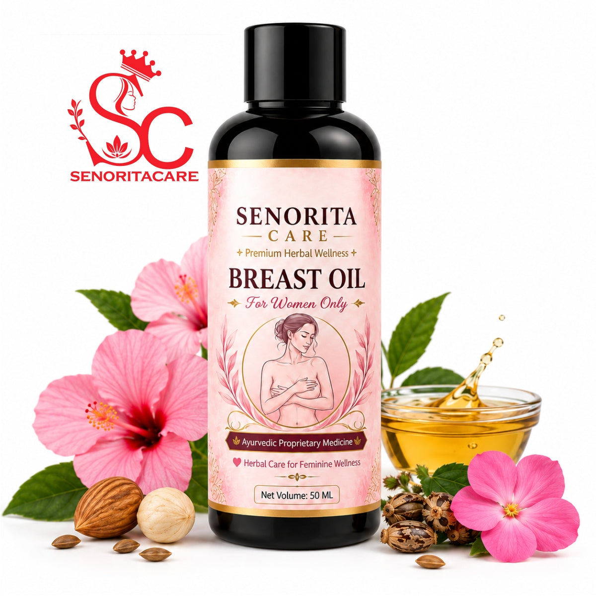 Senorita Breast Growth Oil for Women – Natural Herbal Massage Oil by Senoritacare
