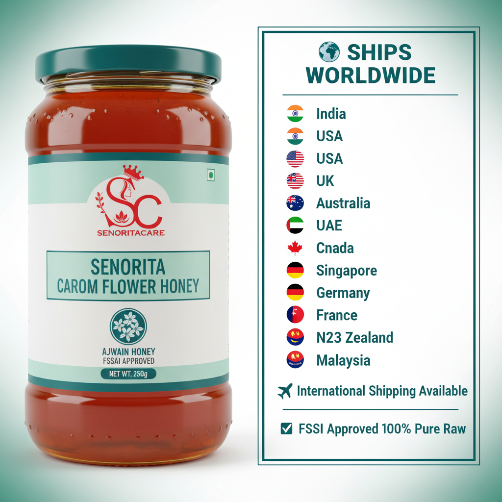 Senorita Carom Flower Honey 250g international shipping worldwide by SenoritaCare