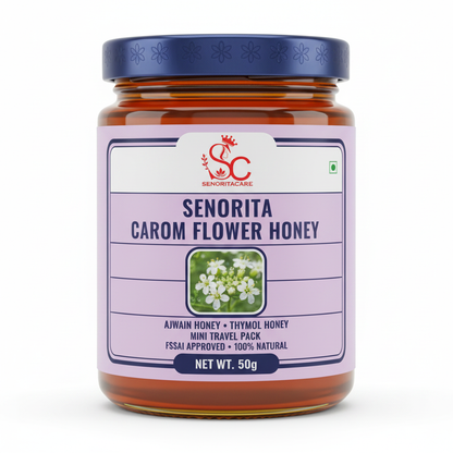 Senorita Carom Flower Honey 50g pure Ajwain honey mini travel pack FSSAI approved by SenoritaCare