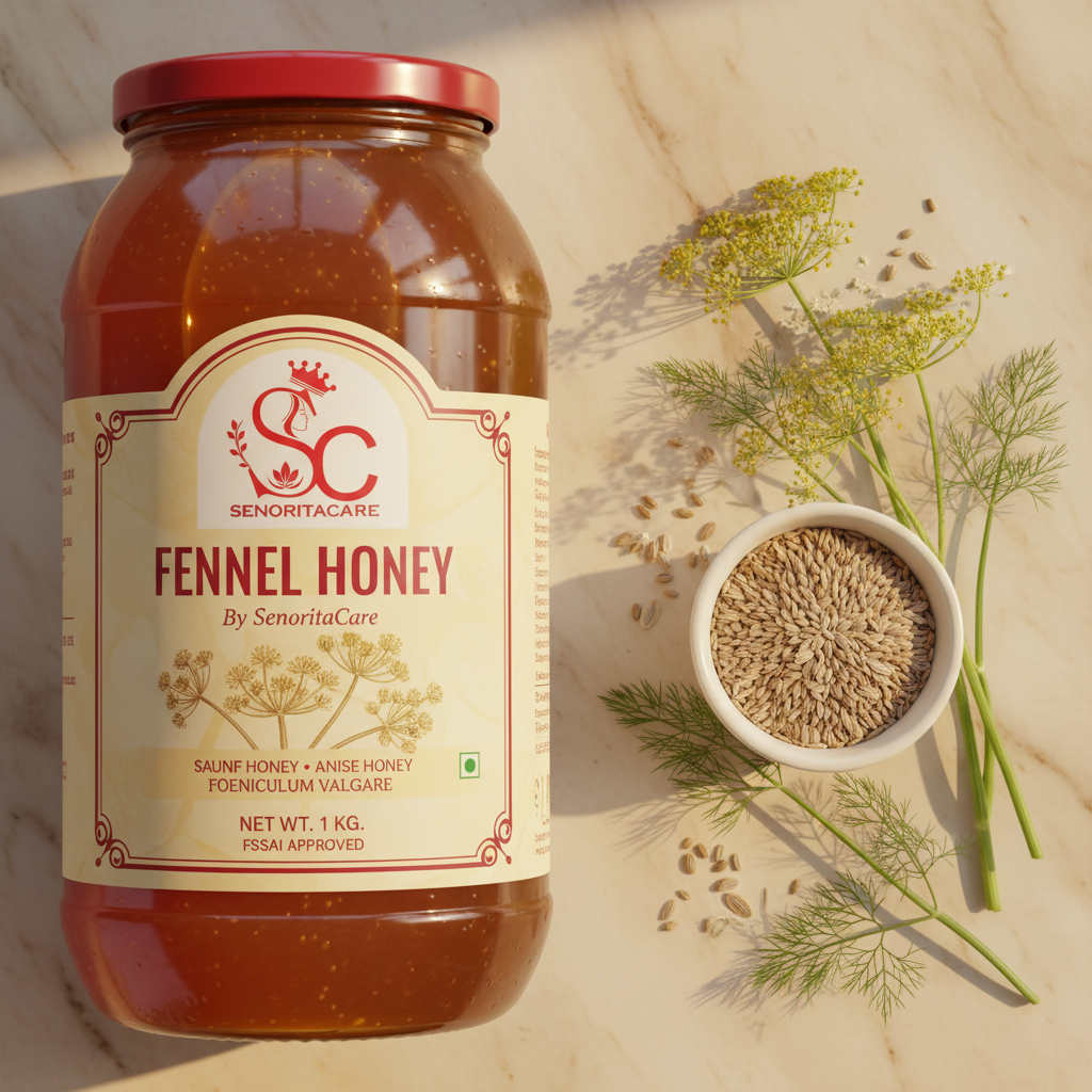 Senorita Fennel Honey 1kg saunf honey wellness usage fennel seeds porcelain by SenoritaCare