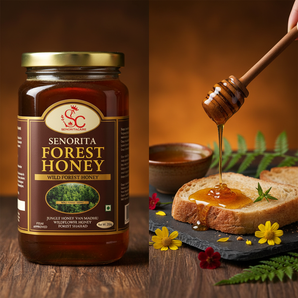 Senorita Forest Honey 250g daily wellness usage with toast and honey by SENORITACARE