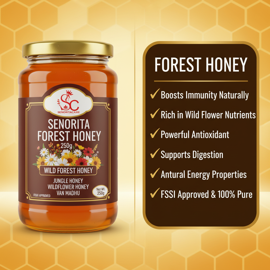 Senorita Forest Honey 250g health benefits infographic