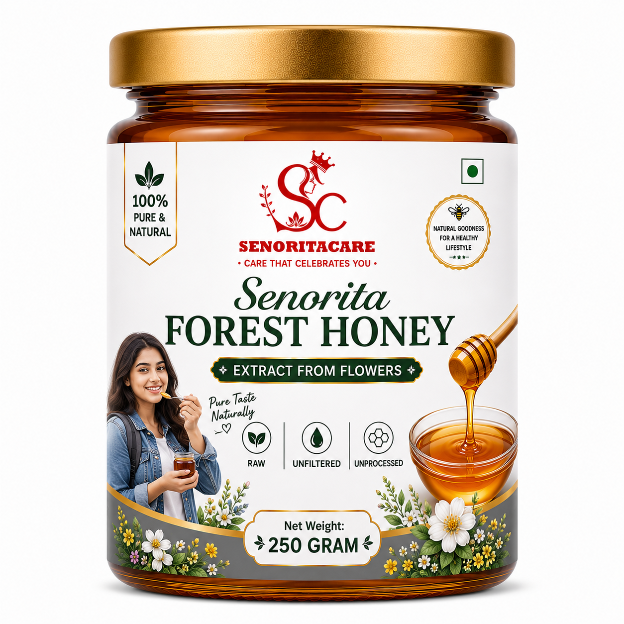 Pure Forest Honey 250g Glass Jar – Unprocessed Wild Honey by Senoritacare