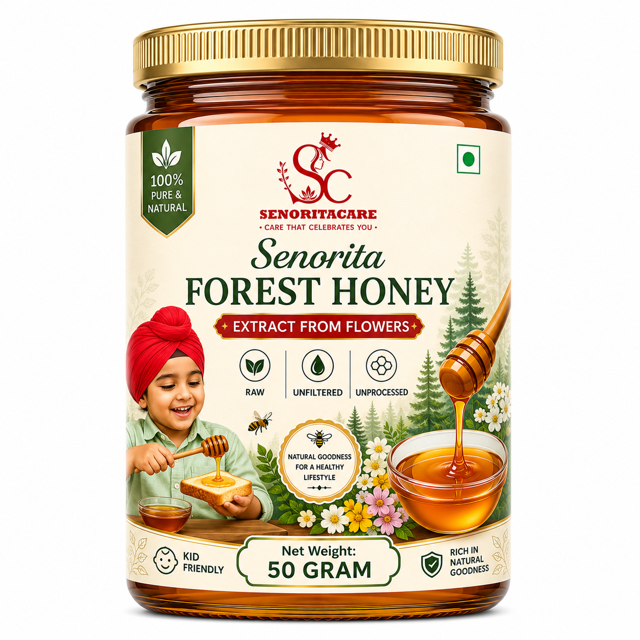 Senoritacare Forest Honey 50g Glass Jar – Natural Energy & Daily Wellness Honey
