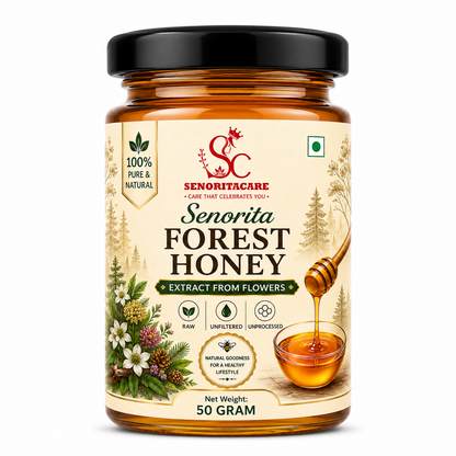 A 50 gram glass jar of Senorita Forest Honey by Senoritacare