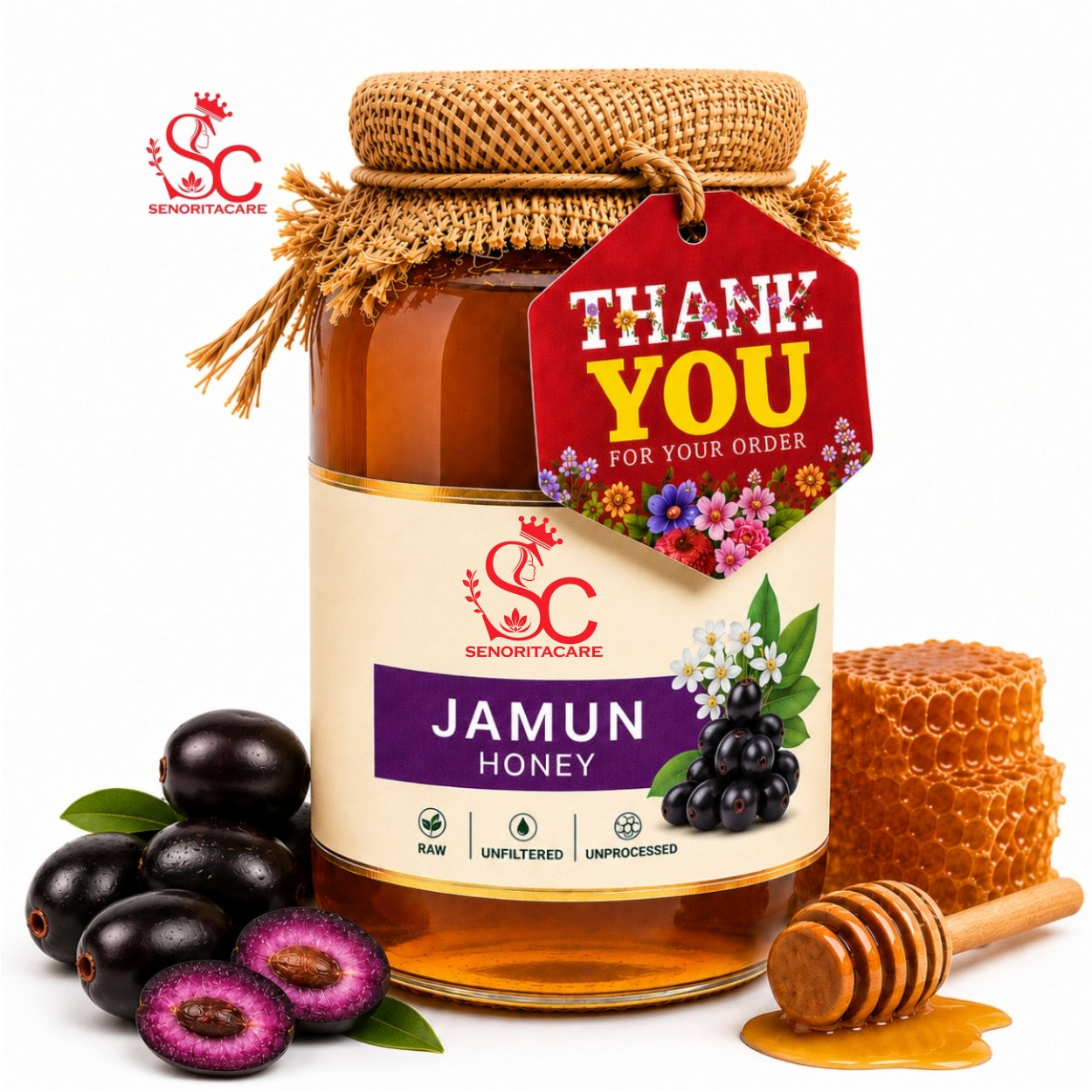 Senorita Natural Black Plum Honey 1kg – Pure Jamun Infused Honey by Senoritacare