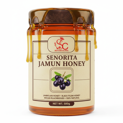 Senorita Jamun Honey 500g pure Indian blackberry jambolan honey warm ivory label FSSAI approved by SenoritaCare