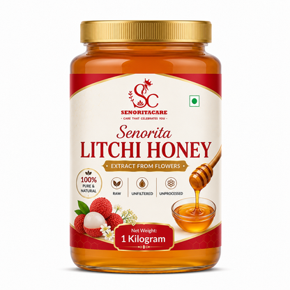 Senorita Litchi Honey 1kg premium bulk natural honey made from Litchi nectar blossoms by SenoritaCare on a white background