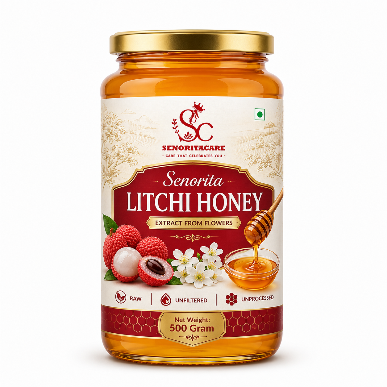 Senorita Litchi Honey 500g Glass Jar – Pure Natural Litchi Flower Honey by Senoritacare