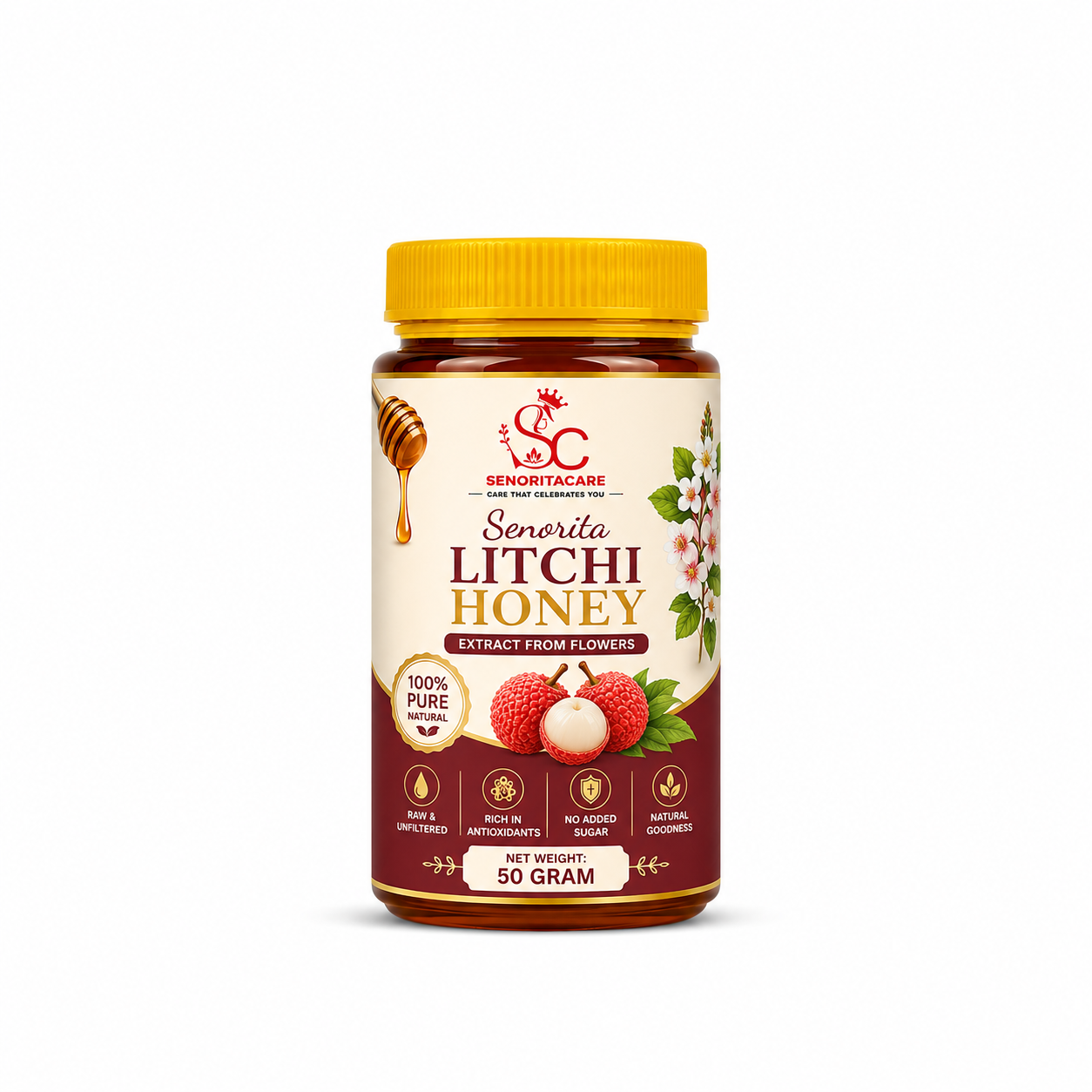 Senorita Natural Litchi Honey 50g – Unprocessed Pure Honey by Senoritacare