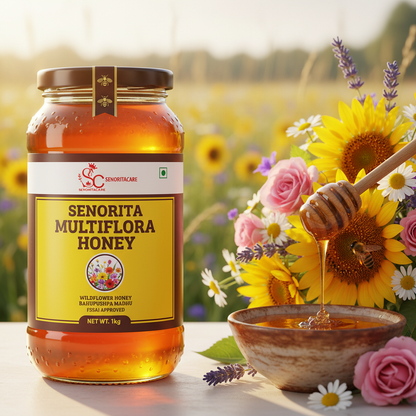 Senorita Multiflora Honey 1kg lifestyle wildflowers meadow honey by SenoritaCare