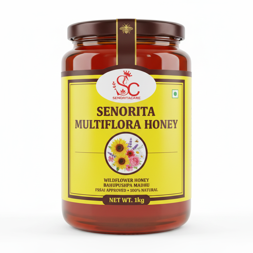Senorita Multiflora Honey 1kg pure wildflower honey best value family pack FSSAI approved by SenoritaCare