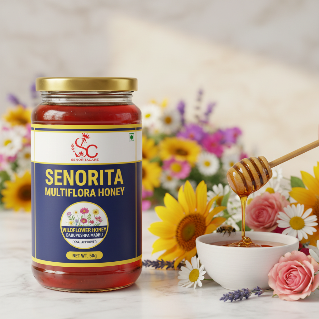 Senorita Multiflora Honey 50g lifestyle wildflowers meadow honey by SenoritaCare