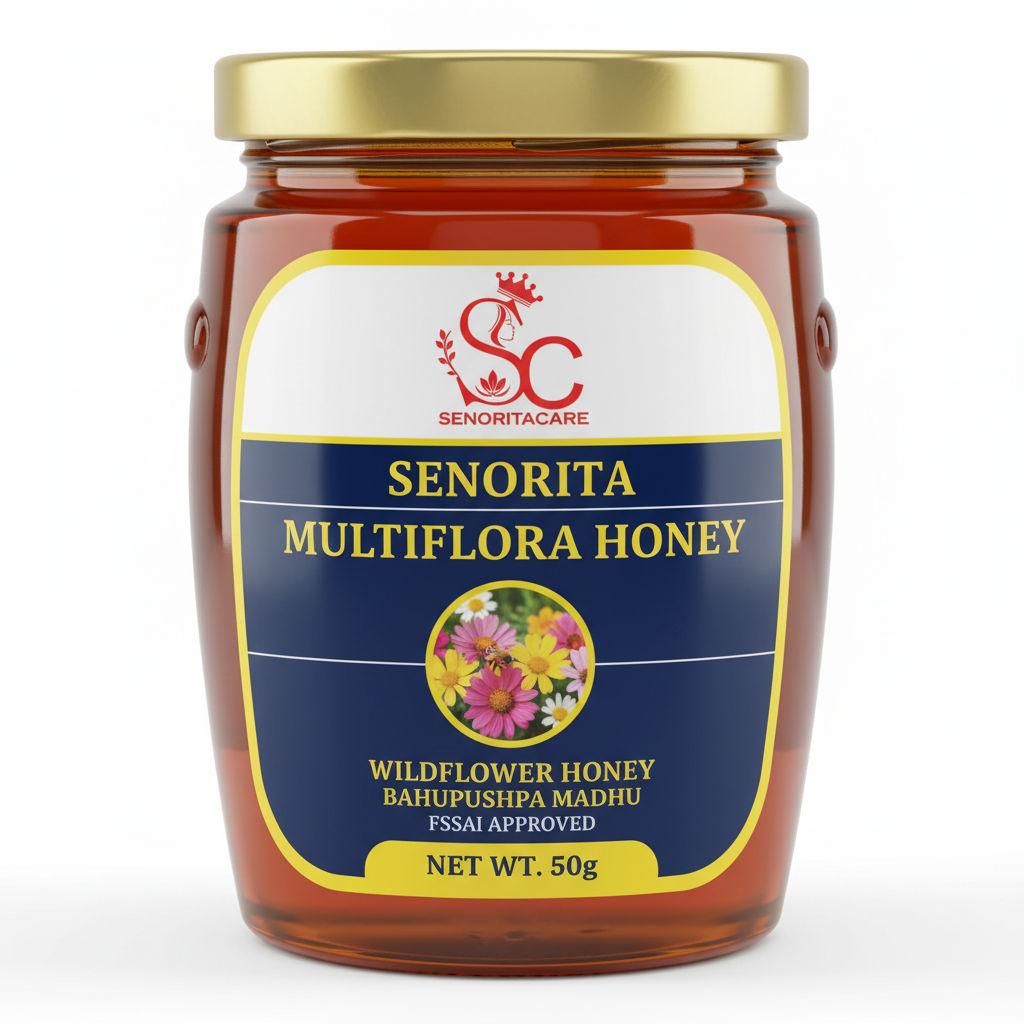 Senorita Multiflora Honey 50g pure wildflower honey mini travel pack FSSAI approved by SenoritaCare