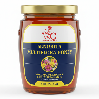 Senorita Multiflora Honey 50g pure wildflower honey mini travel pack FSSAI approved by SenoritaCare