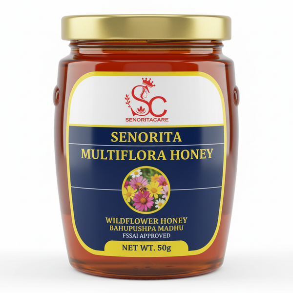 Senorita Multiflora Honey 50g pure wildflower honey mini travel pack FSSAI approved by SenoritaCare