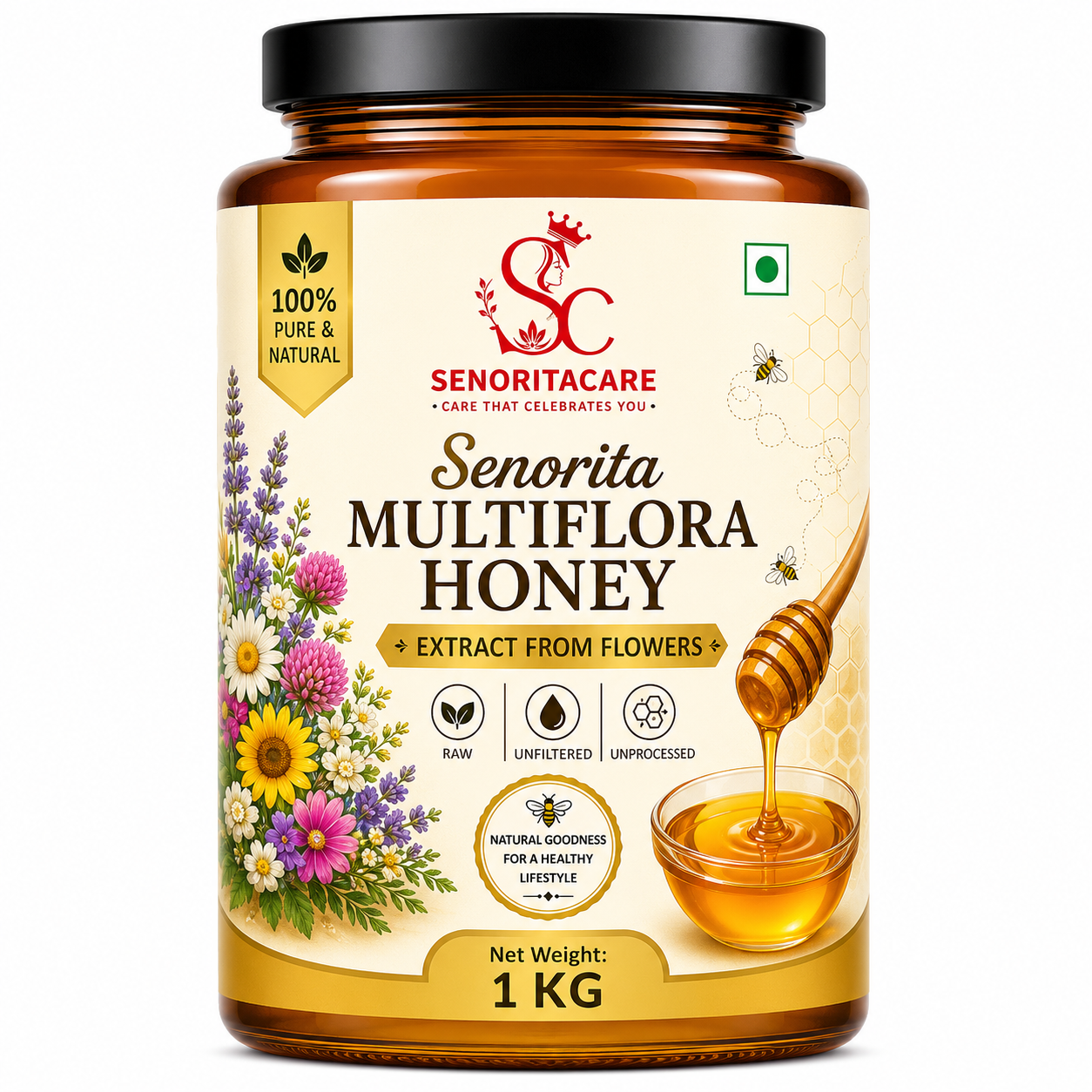 Senorita Pure Multiflora Honey 1kg – Raw Natural Honey by Senoritacare