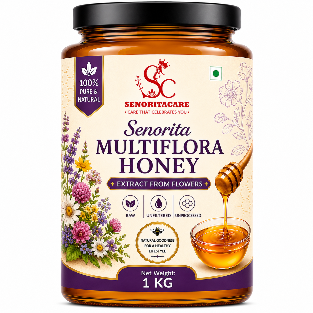 Senoritacare Multiflora Honey 1kg – Bulk Daily Wellness & Natural Energy Honey