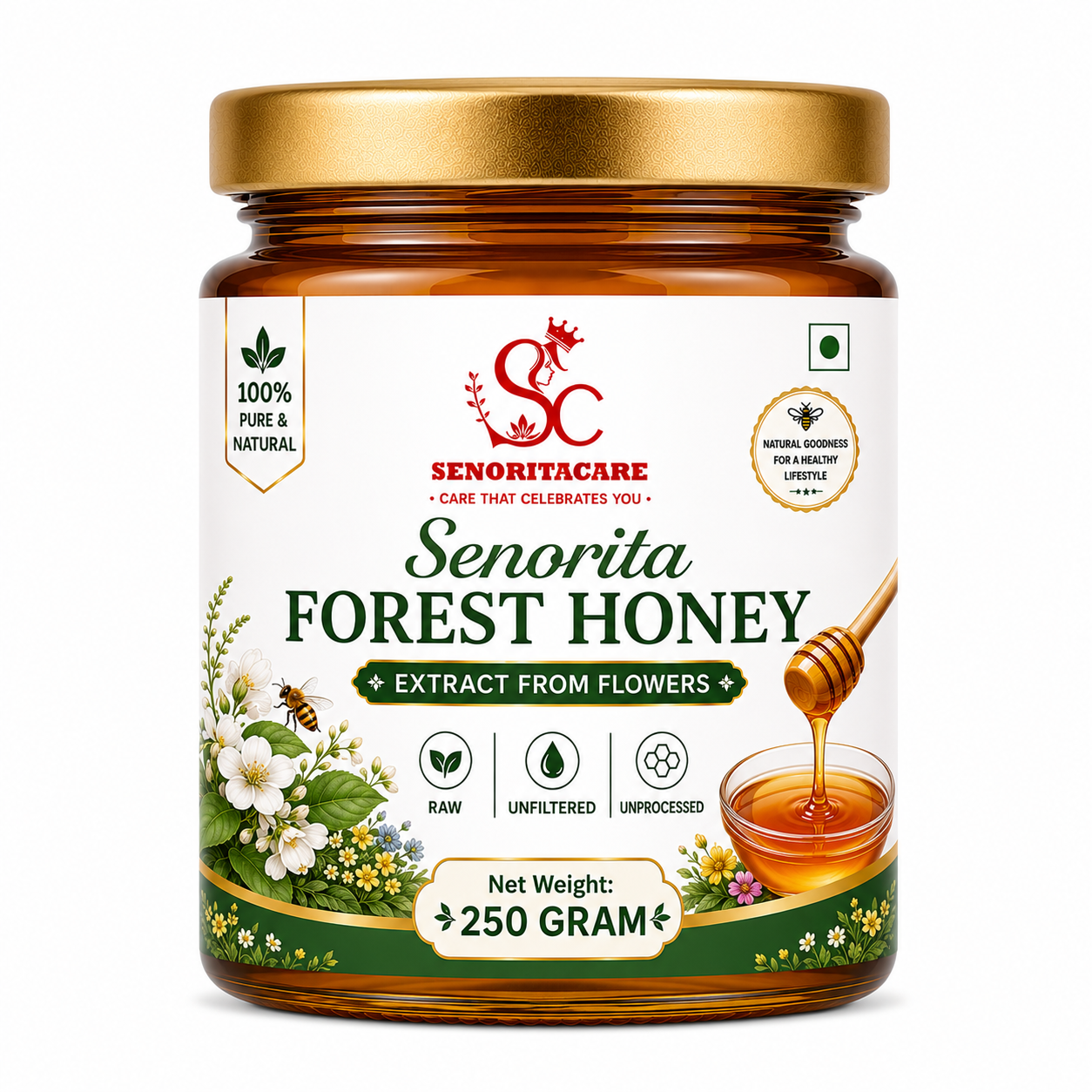 Senoritacare Forest Honey 250g Glass Jar – Natural Energy & Daily Wellness Honey