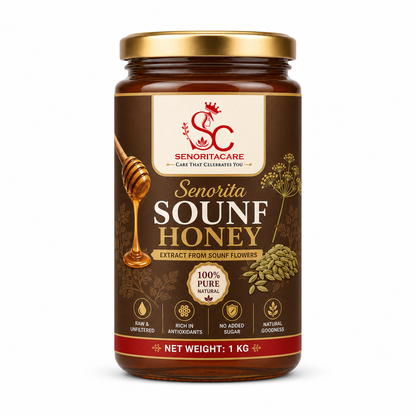 Senoritacare Sounf Honey 1kg Glass Jar – Bulk Digestive Support & Immunity Honey