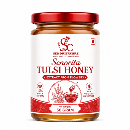 Senoritacare Tulsi Honey 50g Glass Jar – Daily Wellness & Natural Energy Honey