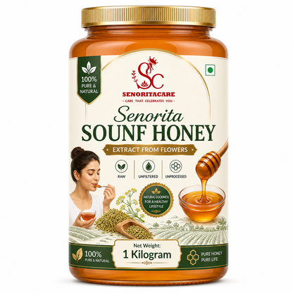 Senorita Sounf Honey 1kg Glass Jar – Stamina & Wellness Honey – Senoritacare