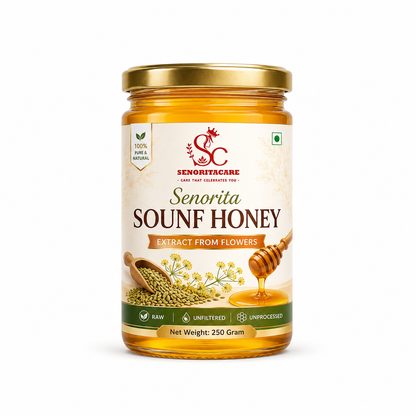 Senorita Sounf Honey 250g Glass Jar – Pure Natural Fennel Seed Honey by Senoritacare