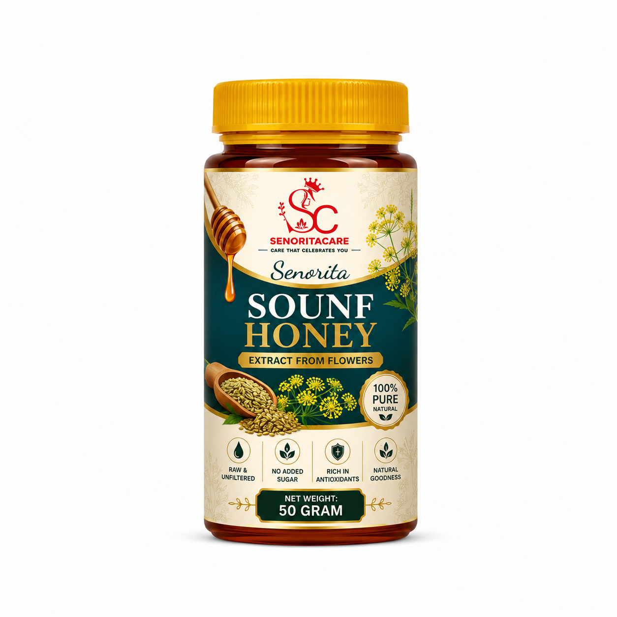 Pure Sounf Honey 50g – Natural Fennel Infused Honey by Senoritacare