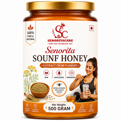 Natural Fennel Honey 500g Glass Jar – Raw Ayurvedic Honey Best fot Gym Lover Girl by Senoritacare