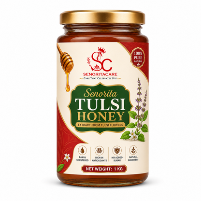 Senoritacare Tulsi Honey 1kg Glass Jar – Bulk Raw Honey for Daily Wellness & Natural Energy