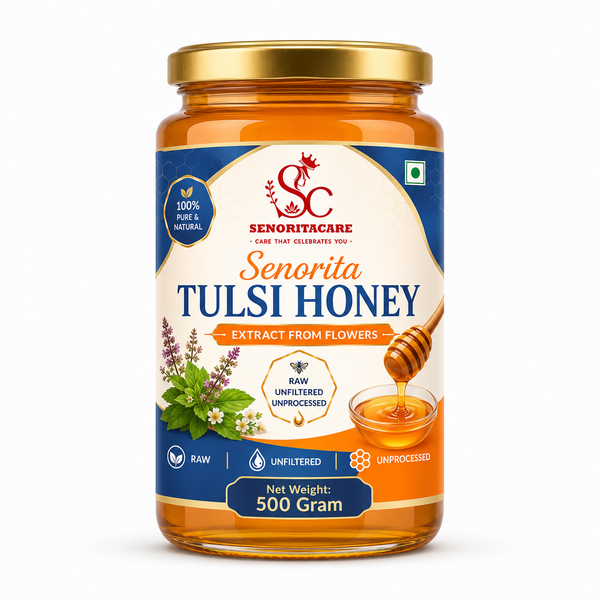 Senorita Tulsi Flower Shudh Honey 500g Glass Jar – Pure Holy Basil Honey by Senoritacare