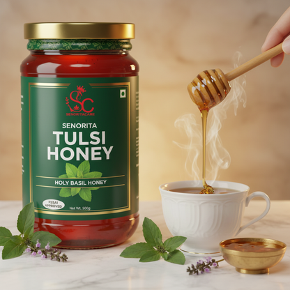 Senorita Tulsi Honey 500g Ayurvedic usage with tulsi tea By SenoritaCare Order Now 