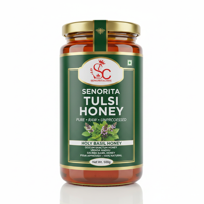 Senorita Tulsi Honey 500g pure raw holy basil honey FSSAI approved Order Now Senorita Honey Now At SenoritaCare Store