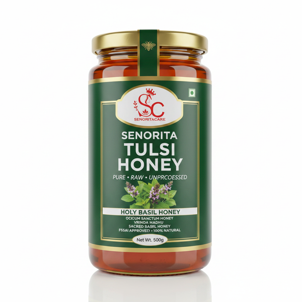 Senorita Tulsi Honey 500g pure raw holy basil honey FSSAI approved Order Now Senorita Honey Now At SenoritaCare Store