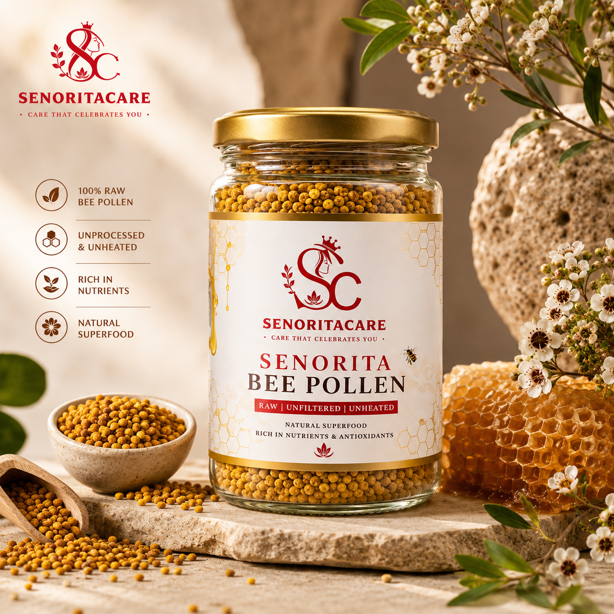 Natural Bee Pollen 250g – Antioxidant Rich Superfood for Women's Wellness by Senoritacare