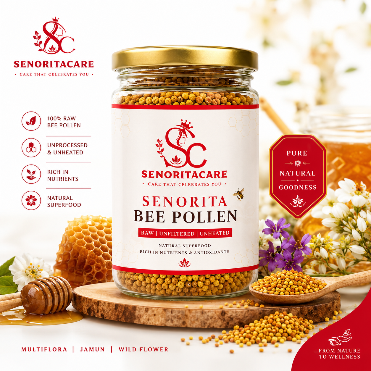 Senorita Bee Pollen Granules 250g – Protein Rich Ayurvedic Superfood – Senoritacare