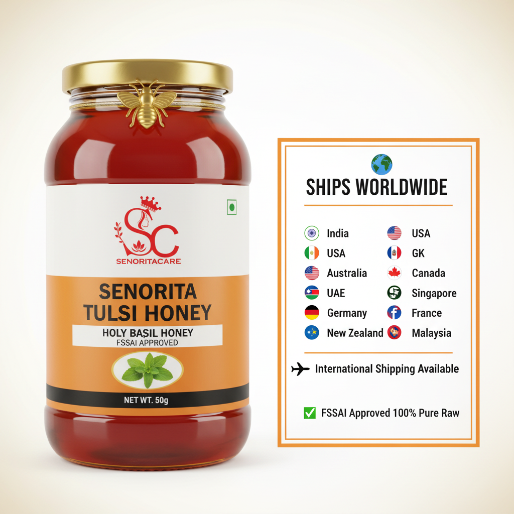 Senorita Tulsi Honey 50g international shipping worldwide by SenoritaCare