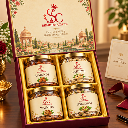 Concept dry fruits corporate gift on office gifting table