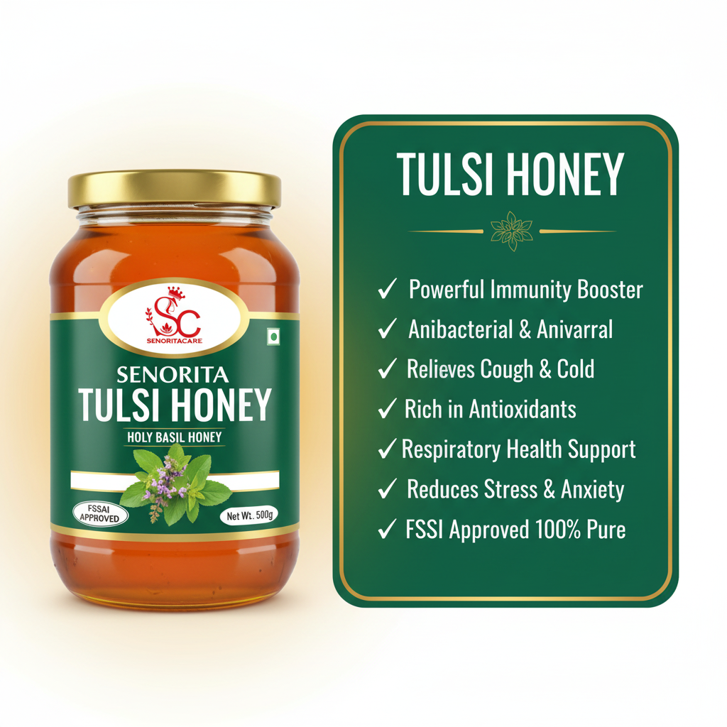Senorita Tulsi Honey 500g health benefits immunity booster Order Now Senorita Honey Now At SenoritaCare Store